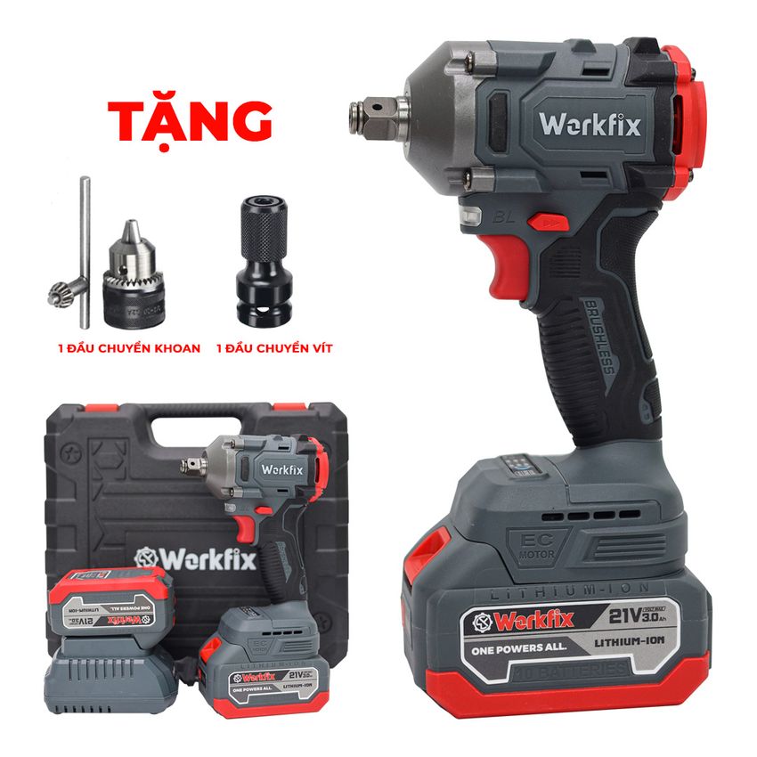 Máy siết bulong pin Workfix WF-IW360N (360N.m) - Đầu giữ 2 trong 1 - image 1