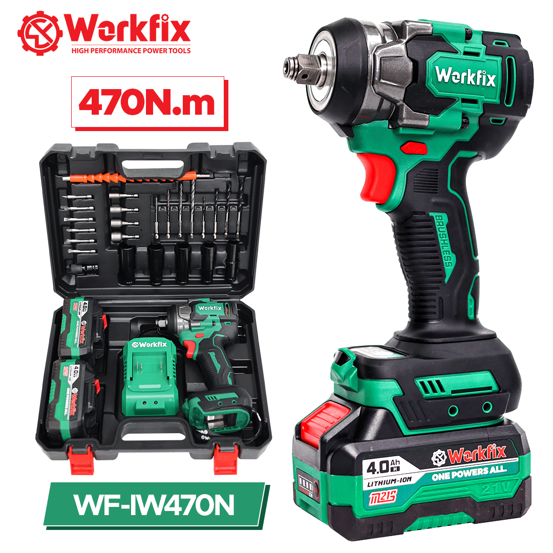 Máy siết bulong pin Workfix WF-IW470N (470N.m) - Đầu giữ 2 trong 1 - image 1